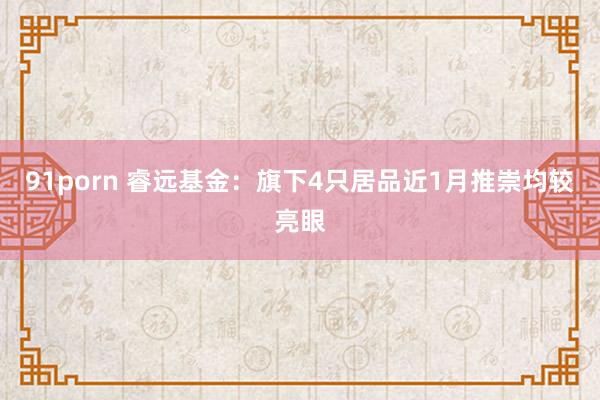 91porn 睿远基金：旗下4只居品近1月推崇均较亮眼