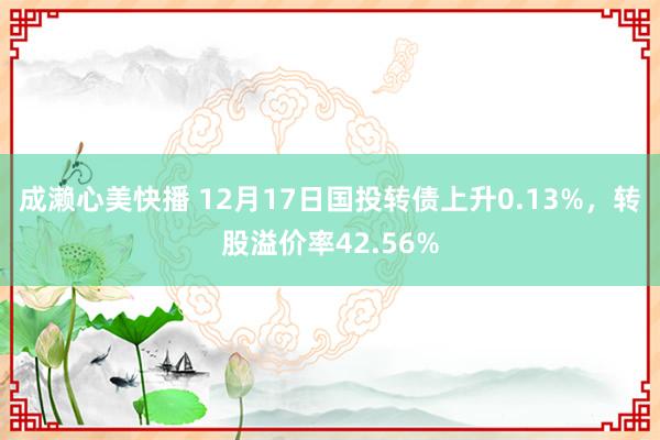 成濑心美快播 12月17日国投转债上升0.13%，转股溢价率42.56%