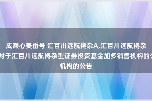 成濑心美番号 汇百川远航搀杂A，汇百川远航搀杂C: 对于汇百川远航搀杂型证券投资基金加多销售机构的公告