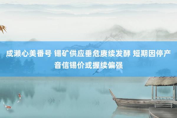 成濑心美番号 锡矿供应垂危赓续发酵 短期因停产音信锡价或握续偏强