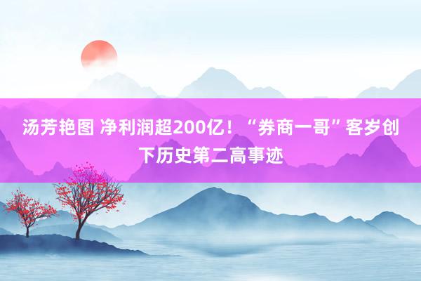 汤芳艳图 净利润超200亿！“券商一哥”客岁创下历史第二高事迹