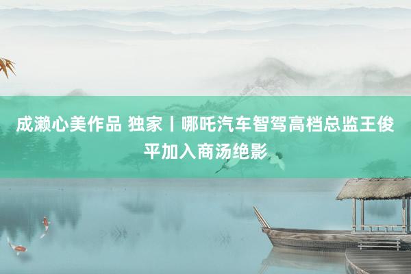 成濑心美作品 独家丨哪吒汽车智驾高档总监王俊平加入商汤绝影