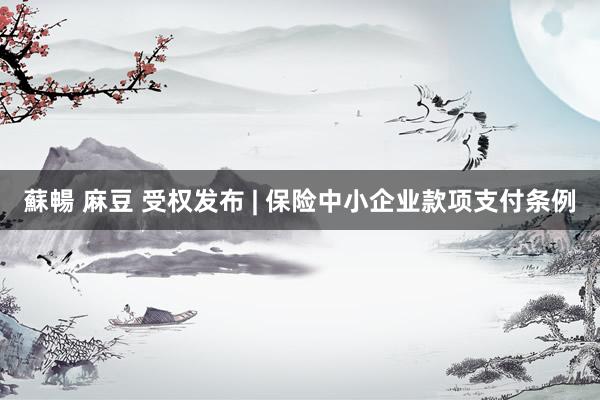蘇暢 麻豆 受权发布 | 保险中小企业款项支付条例