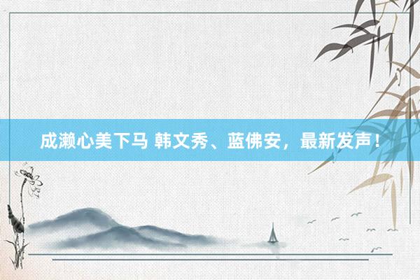 成濑心美下马 韩文秀、蓝佛安，最新发声！