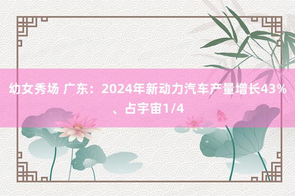 幼女秀场 广东：2024年新动力汽车产量增长43%、占宇宙1/4