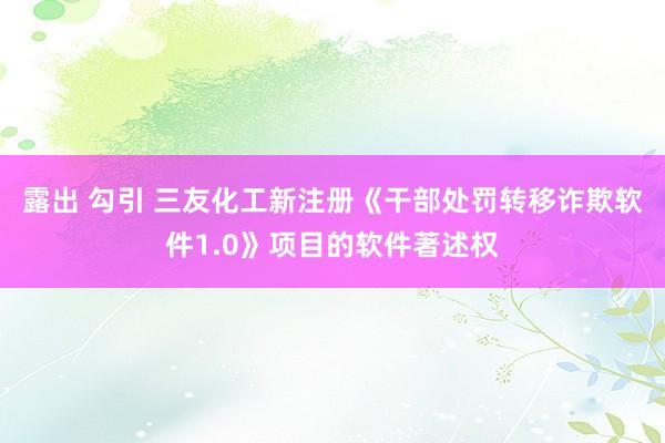 露出 勾引 三友化工新注册《干部处罚转移诈欺软件1.0》项目的软件著述权