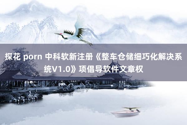 探花 porn 中科软新注册《整车仓储细巧化解决系统V1.0》项倡导软件文章权
