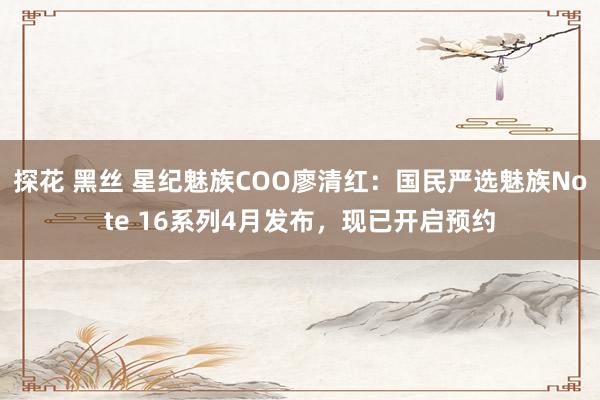 探花 黑丝 星纪魅族COO廖清红：国民严选魅族Note 16系列4月发布，现已开启预约