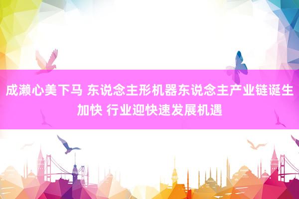 成濑心美下马 东说念主形机器东说念主产业链诞生加快 行业迎快速发展机遇