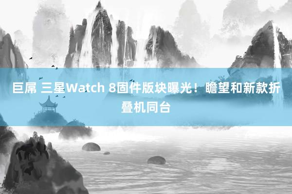 巨屌 三星Watch 8固件版块曝光！瞻望和新款折叠机同台