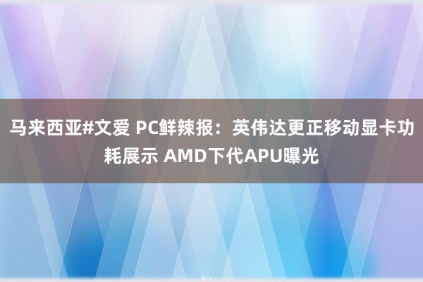 马来西亚#文爱 PC鲜辣报：英伟达更正移动显卡功耗展示 AMD下代APU曝光