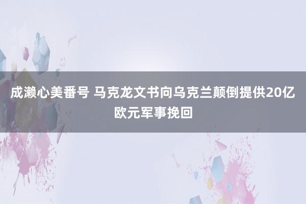 成濑心美番号 马克龙文书向乌克兰颠倒提供20亿欧元军事挽回