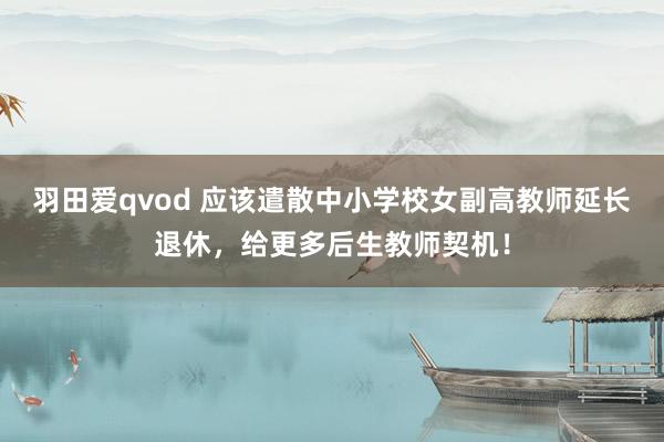 羽田爱qvod 应该遣散中小学校女副高教师延长退休，给更多后生教师契机！