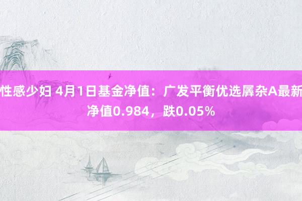 性感少妇 4月1日基金净值：广发平衡优选羼杂A最新净值0.984，跌0.05%
