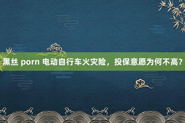 黑丝 porn 电动自行车火灾险，投保意愿为何不高？