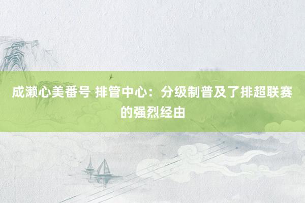 成濑心美番号 排管中心：分级制普及了排超联赛的强烈经由