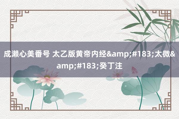 成濑心美番号 太乙版黄帝内经&#183;太微&#183;癸丁注