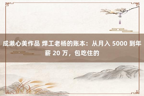 成濑心美作品 焊工老杨的账本：从月入 5000 到年薪 20 万，包吃住的