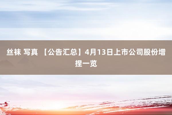 丝袜 写真 【公告汇总】4月13日上市公司股份增捏一览