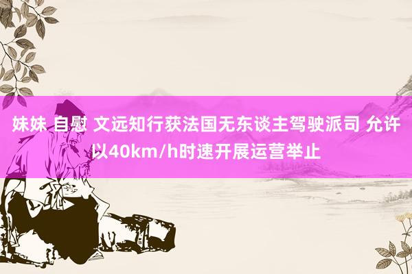 妹妹 自慰 文远知行获法国无东谈主驾驶派司 允许以40km/h时速开展运营举止