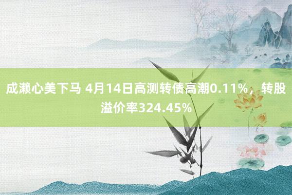 成濑心美下马 4月14日高测转债高潮0.11%，转股溢价率324.45%