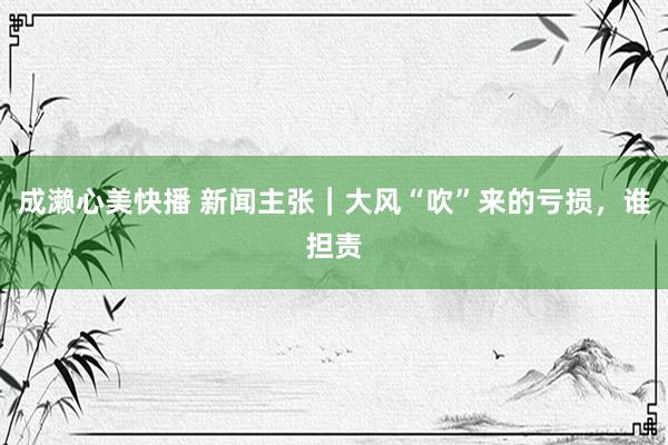 成濑心美快播 新闻主张｜大风“吹”来的亏损，谁担责