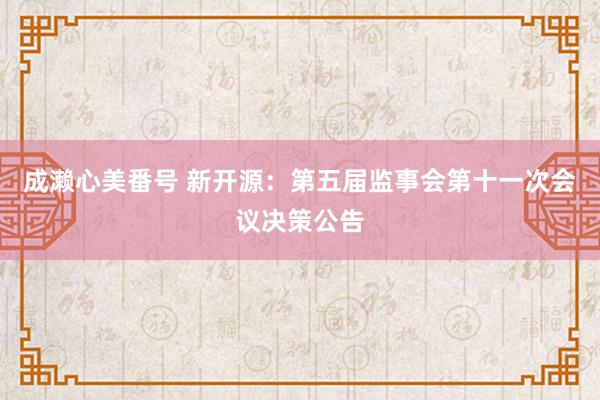 成濑心美番号 新开源：第五届监事会第十一次会议决策公告