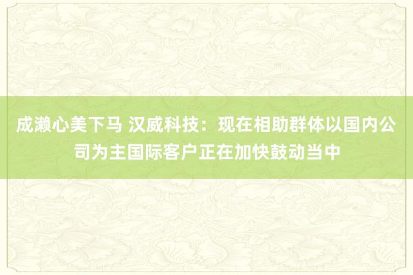 成濑心美下马 汉威科技：现在相助群体以国内公司为主国际客户正在加快鼓动当中