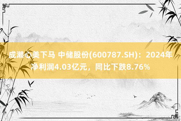 成濑心美下马 中储股份(600787.SH)：2024年净利润4.03亿元，同比下跌8.76%
