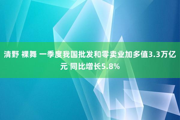 清野 裸舞 一季度我国批发和零卖业加多值3.3万亿元 同比增长5.8%