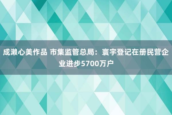 成濑心美作品 市集监管总局：寰宇登记在册民营企业进步5700万户