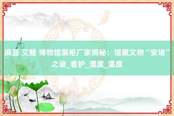 麻豆 艾鲤 博物馆展柜厂家揭秘：馆藏文物“安堵”之谜_看护_湿度_温度