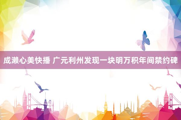 成濑心美快播 广元利州发现一块明万积年间禁约碑