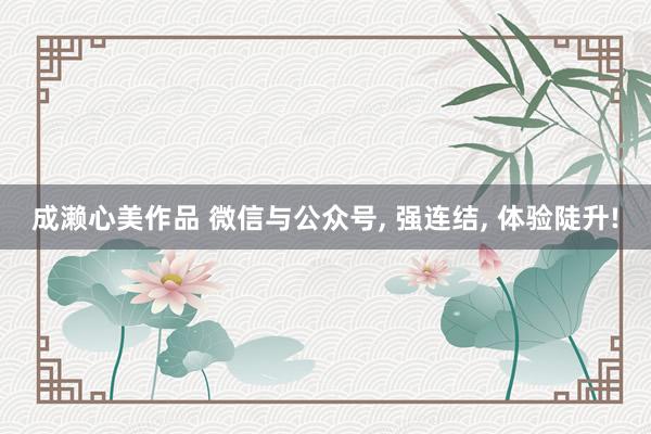 成濑心美作品 微信与公众号, 强连结, 体验陡升!